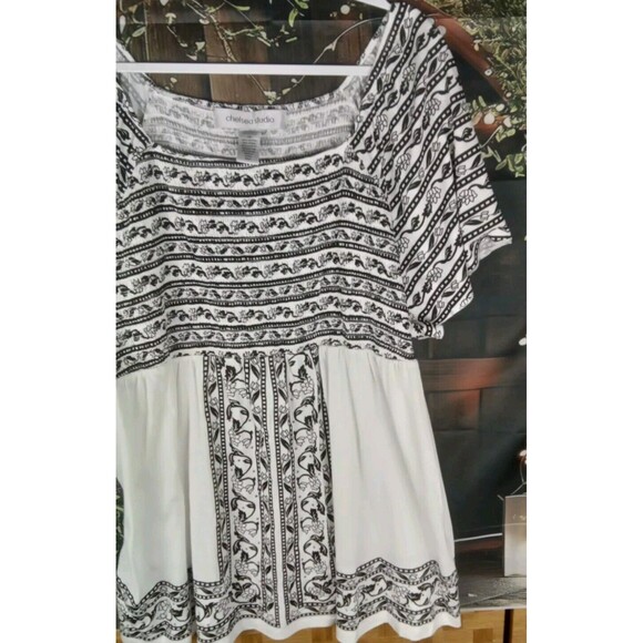 Chelsea Studio Dress Size 1X Mini Black/White Floral Cotton Beaded - Picture 8 of 10